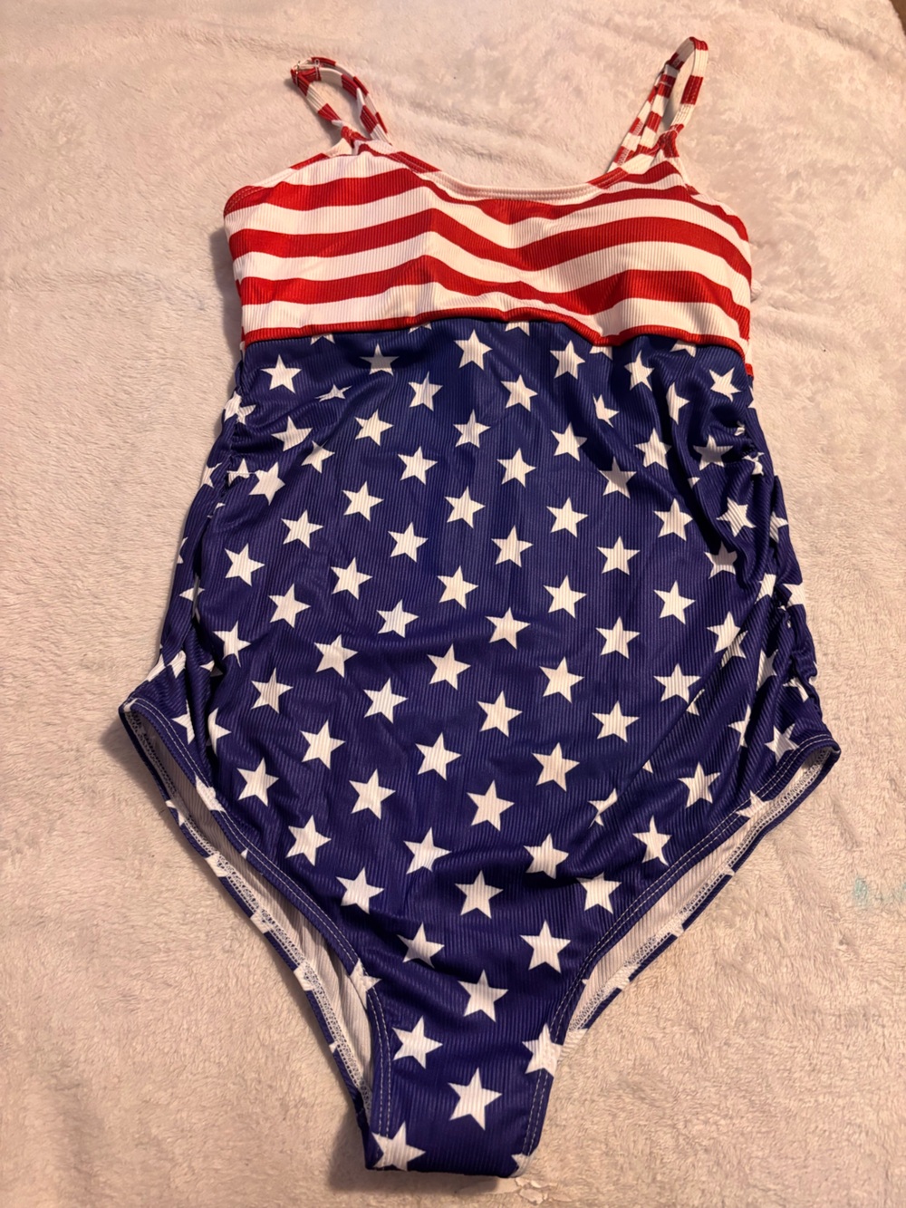 Amazon Women One-Piece Swimsuit Red White Blue Star Stripe
